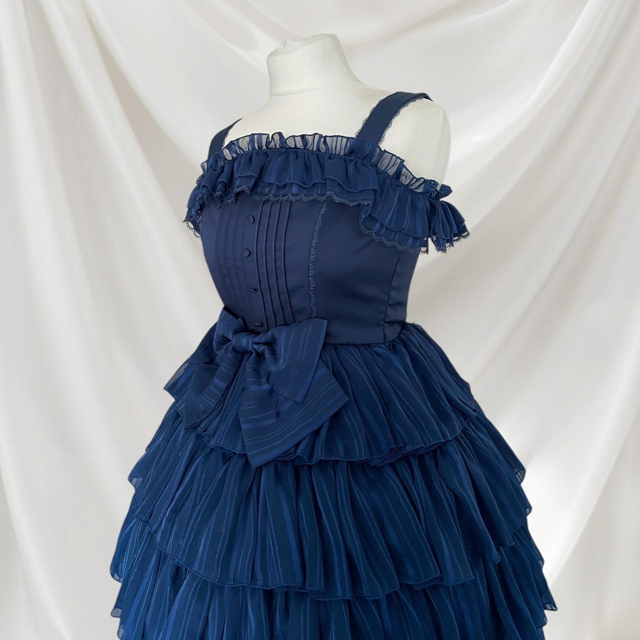 Atelier Pierrot shiny chiffon corset jsk navy tiered lolita dress2