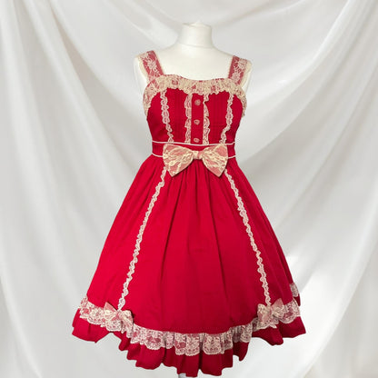Bodyline red lace lolita dress – classic sweet lolita jsk with bows  jp size M1