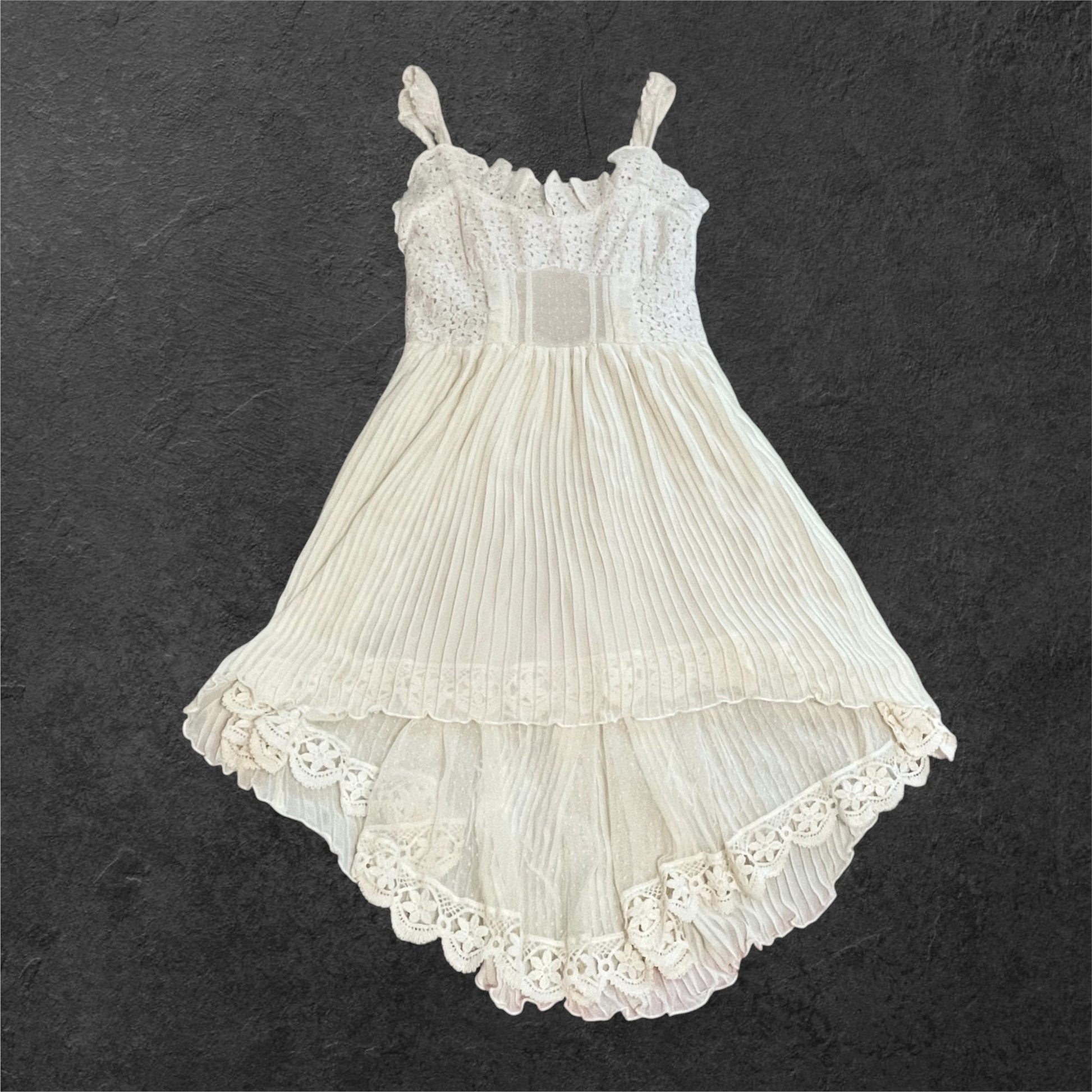 Liz Lisa Cream Asymmetrical Pleated Fairy Dress Lace Trim Kawaii Hime0