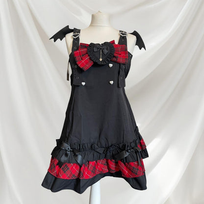 Bodyline JSK gothic Halloween bat-wing dress with plaid accents JP size M0