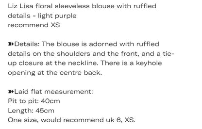 Liz Lisa floral sleeveless blouse with ruffled details - recommend XS6