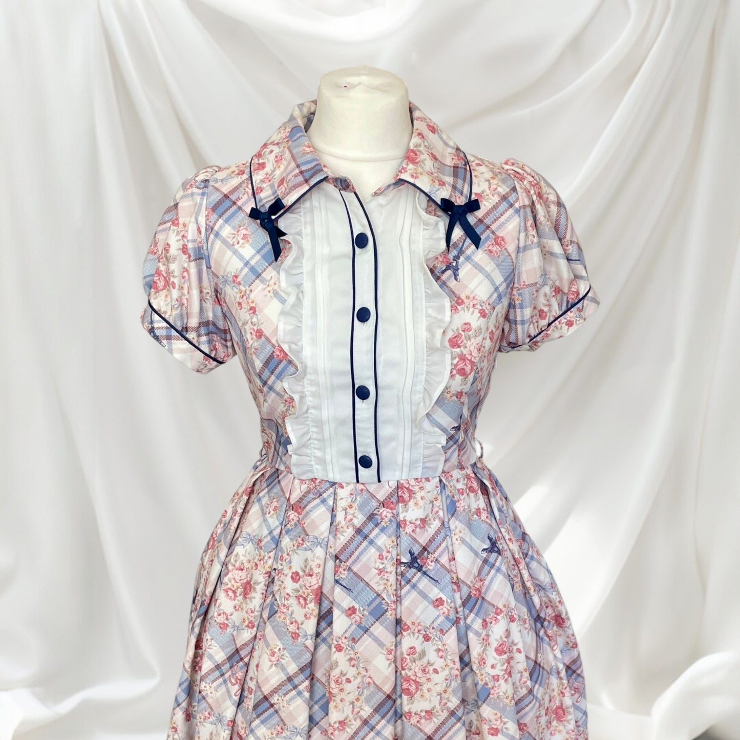 Liz Lisa romantic floral plaid short-sleeve dress2