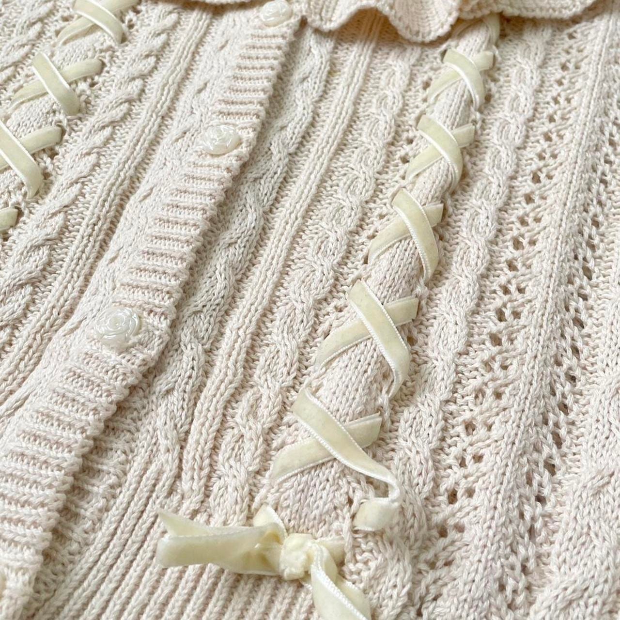 Liz Lisa ruffled collar knit cardigan with lace-up ribbon details3