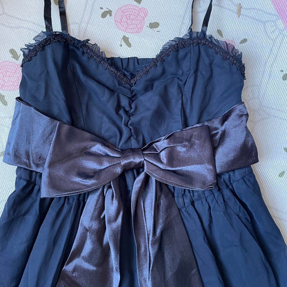 Navy blue sleeveless dress with lace trim – vintage lolita style by axes femme3