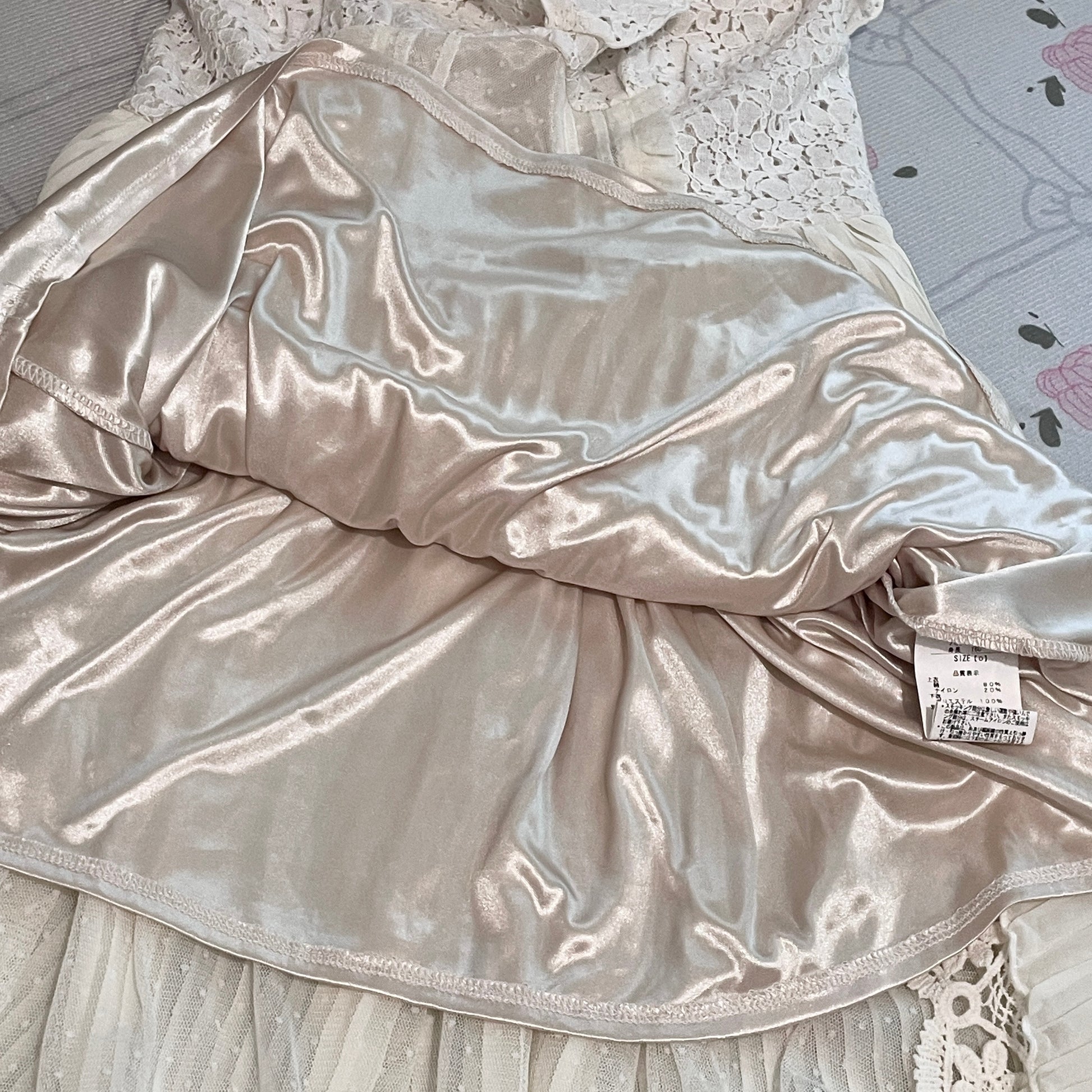Liz Lisa Cream Asymmetrical Pleated Fairy Dress Lace Trim Kawaii Hime4