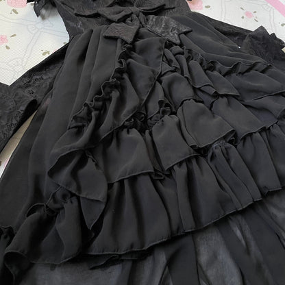 Atelier Pierrot black gothic lolita dress – detachable bows, layered ruffles6