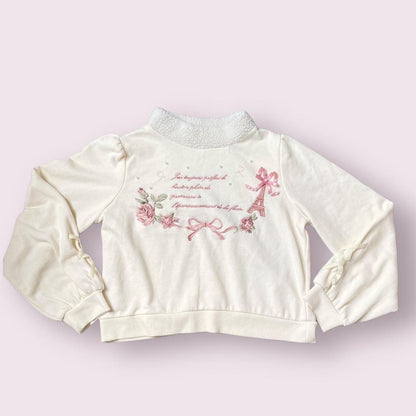 Liz Lisa white long sleeve top with pears embroidered floral and bow details0