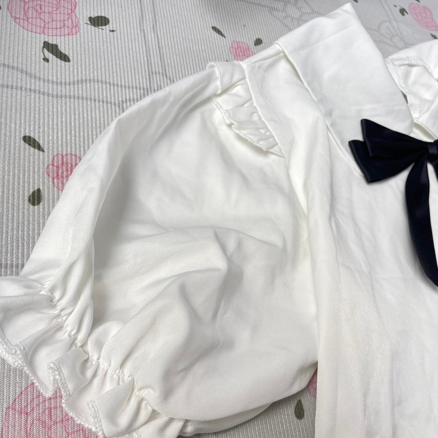 GRL white and black gothic blouse with bow tie 5