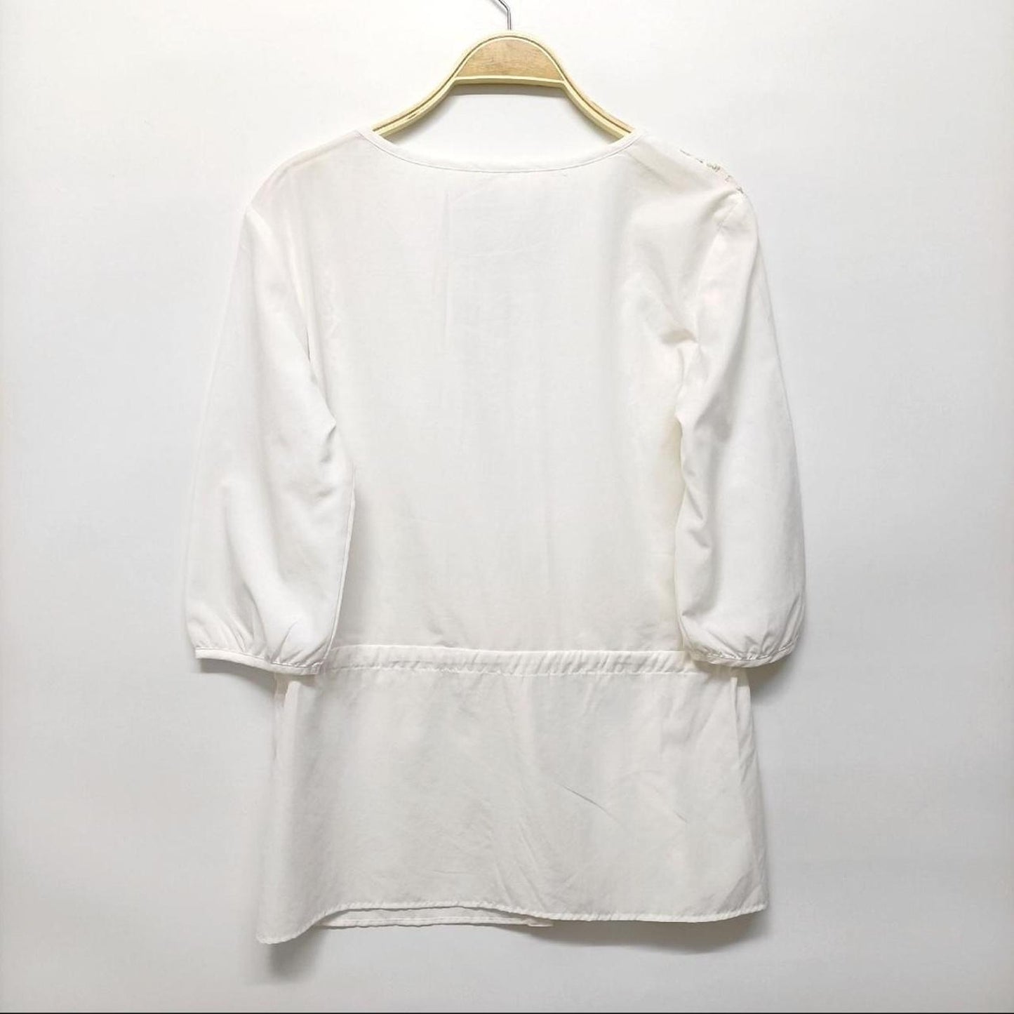 Y2k white vintage lace-trim blouse with adjustable waist3