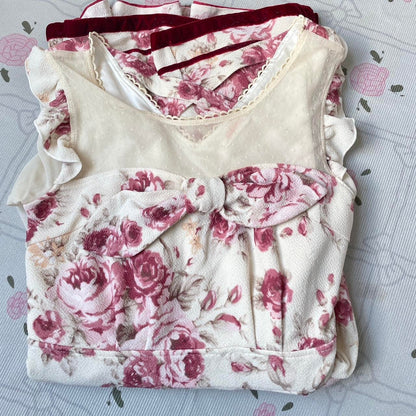 Liz Lisa romantic floral bow dress with rose print and velvet trim5
