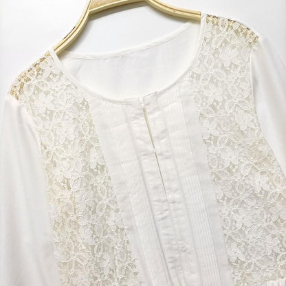 Y2k white vintage lace-trim blouse with adjustable waist1