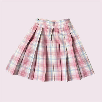 My Melody pastel pink and blue plaid pleated skirt 26”-27''0