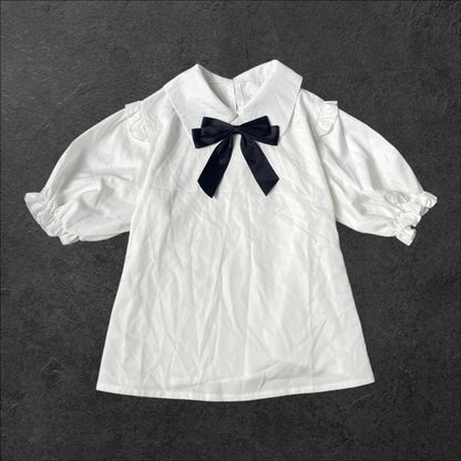 GRL white and black gothic blouse with bow tie 0
