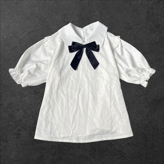 GRL white and black gothic blouse with bow tie 0
