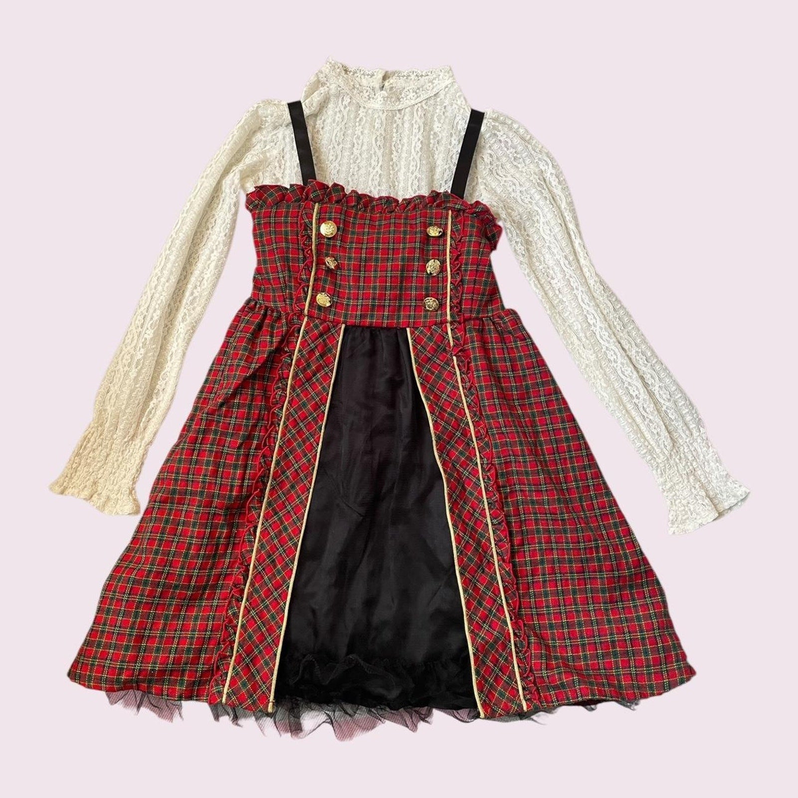 Liz Lisa Doll tartan Lolita dress with versatile options(white top not included)0