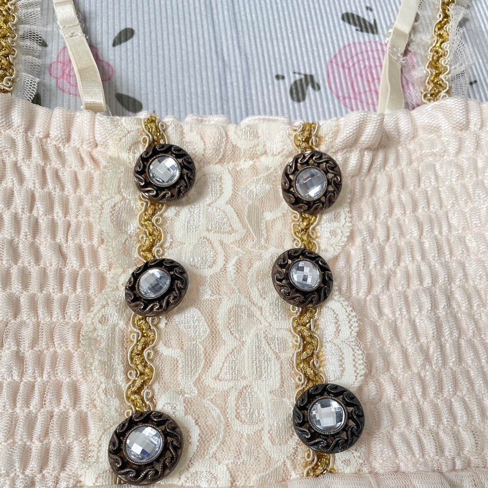 Japanese brand Axes Femme lace-trimmed embellished camisole top4