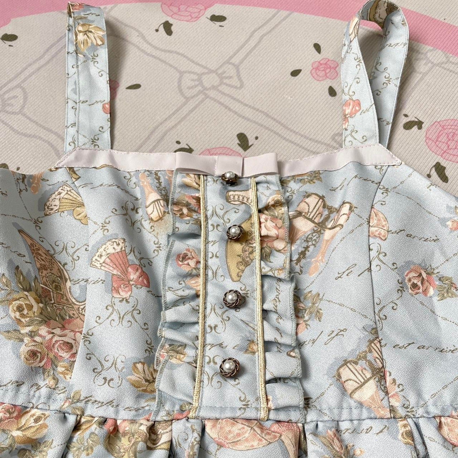 Axes Femme floral blue jsk suspender dress Lolita style (blouse bot included)3