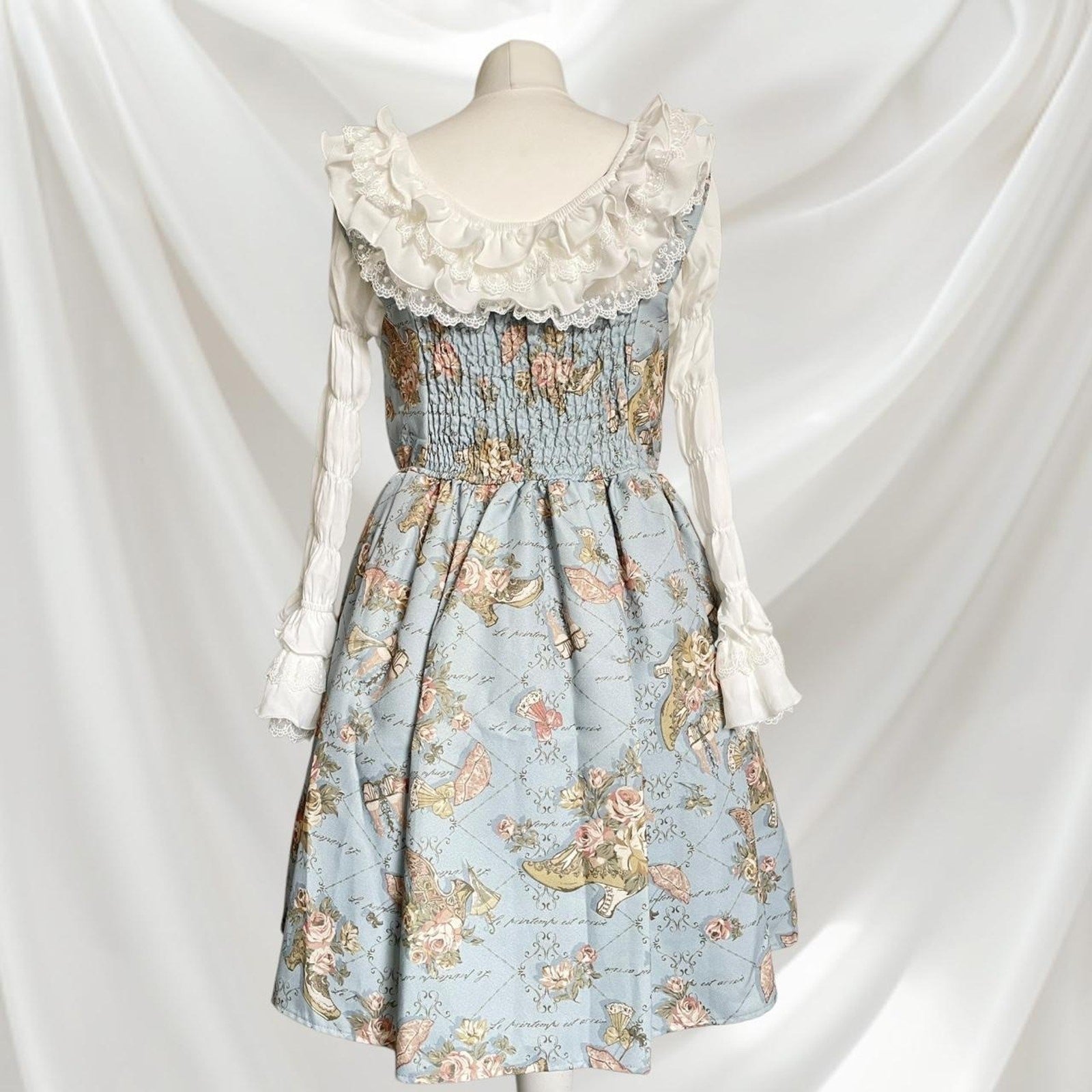 Axes Femme floral blue jsk suspender dress Lolita style (blouse bot included)1