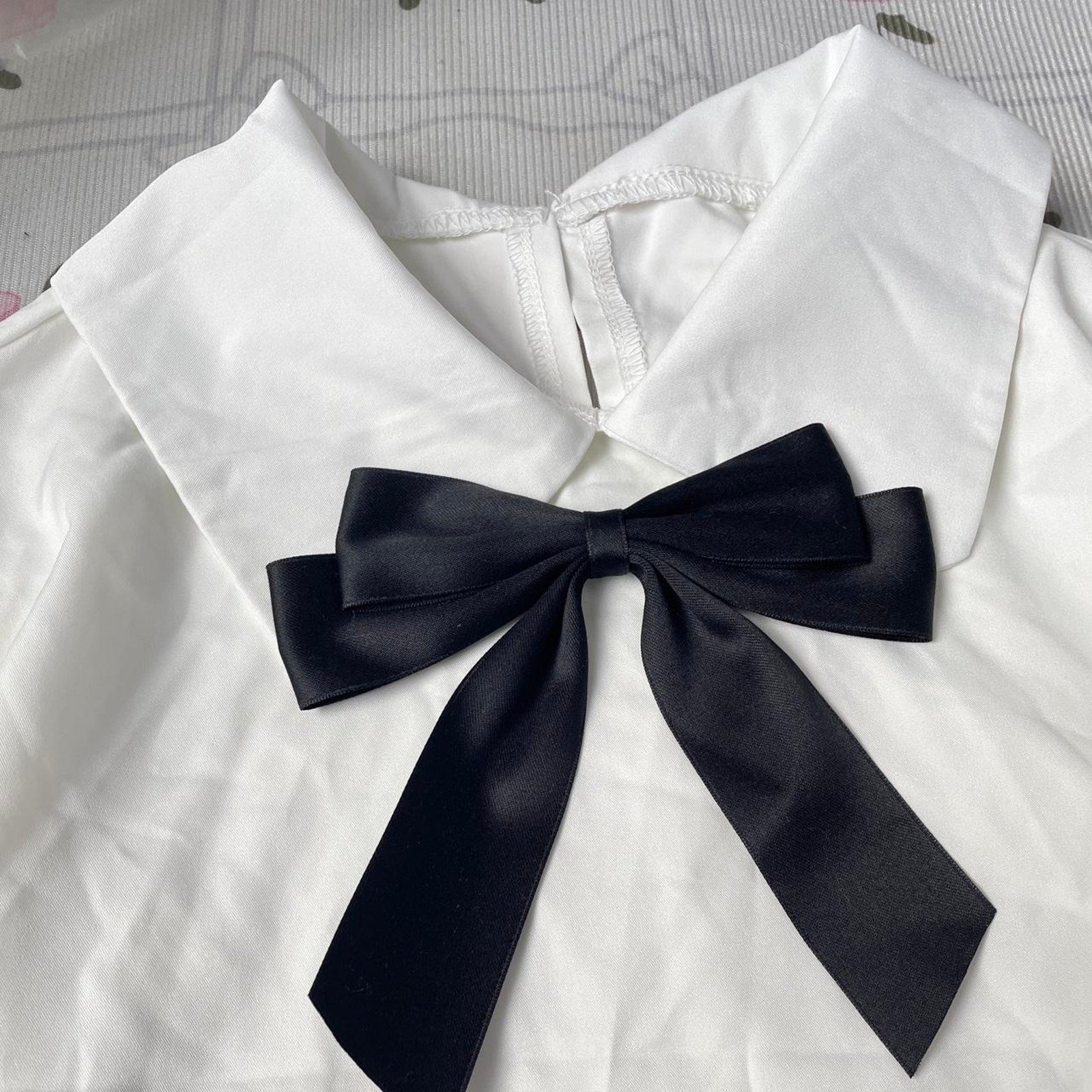 GRL white and black gothic blouse with bow tie 4