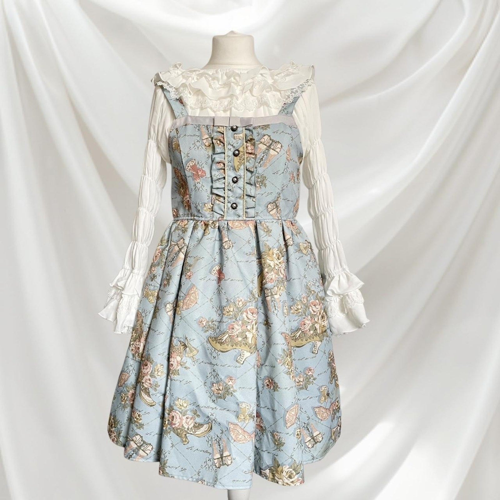 Axes Femme floral blue jsk suspender dress Lolita style (blouse bot included)0