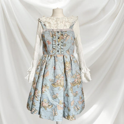 Axes Femme floral blue jsk suspender dress Lolita style (blouse bot included)0