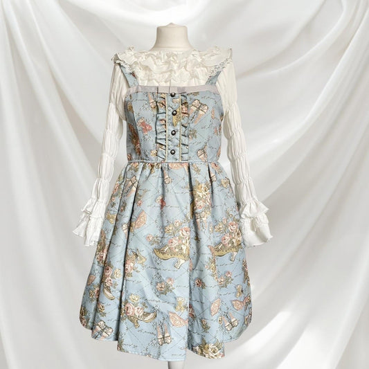 Axes Femme floral blue jsk suspender dress Lolita style (blouse bot included)0