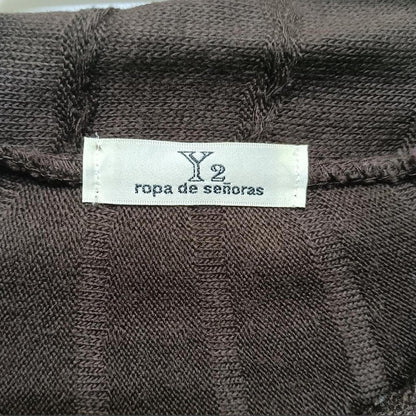 Brown vintage knit cape with geometric pattern 4