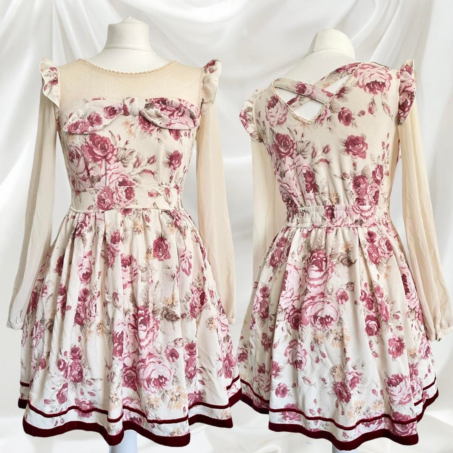 Liz Lisa romantic floral bow dress with rose print and velvet trim6
